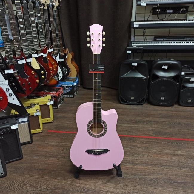 Акустическая гитара Belucci BC3820PI с вырезом розовая