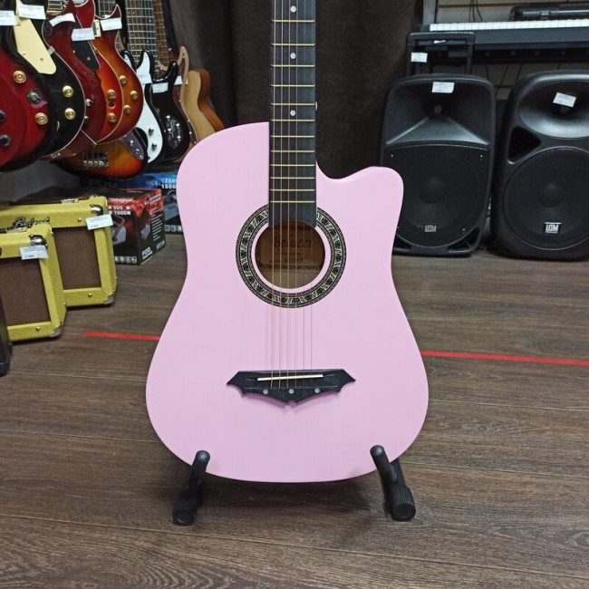Акустическая гитара Belucci BC3820PI с вырезом розовая
