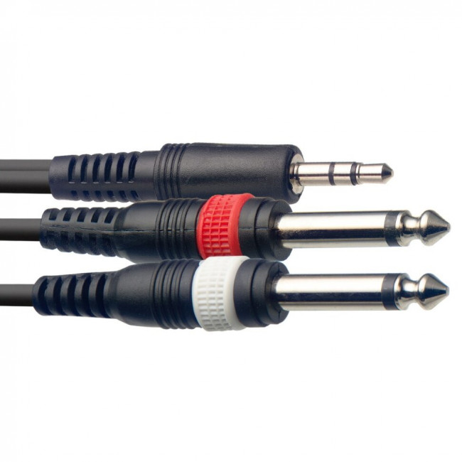 Кабель инсертный STAGG SYC1/MPS2P E mini Jack 3.5мм-2 x Jack 6.35мм 1м Кабель инсертный STAGG SYC1/MPS2P E mini Jack 3.5мм-2 x Jack 6.35мм 1м
