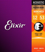 Струны для акустической гитары 12-53 Elixir 16052 NANOWEB Light фосфорная бронза Струны для акустической гитары 12-53 Elixir 16052 NANOWEB Light фосфорная бронза