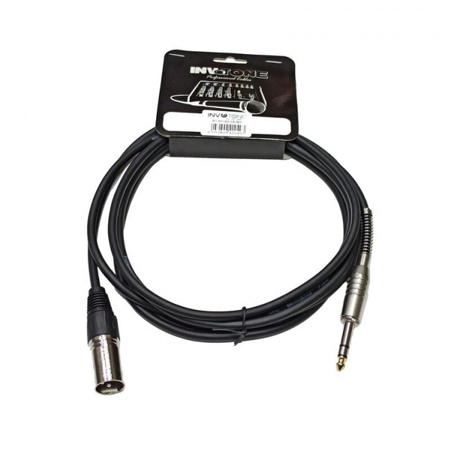 Кабель микрофонный 10м Jack стерео 6.35мм-XLR папа Invotone ACM1010S/BK
