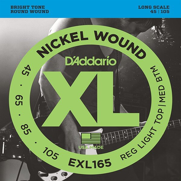Cтруны для бас гитары 45-105 D'Addario EXL165 XL NICKEL WOUND Soft/Regular