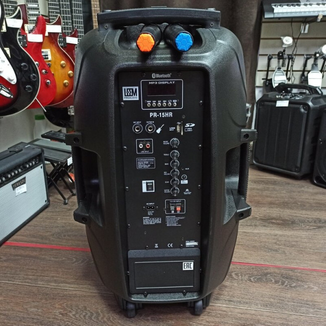 Активная акустическая система Leem PR-15HR с 2 микрофонами аккумуляторная Активная акустическая система Leem PR-15HR с 2 микрофонами аккумуляторная