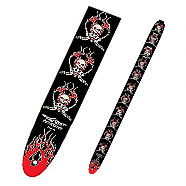 Гитарный ремень PERRI'S P25VK-1274 "Череп на фоне горящего сердца" кожа Гитарный ремень PERRI'S P25VK-1274 "Череп на фоне горящего сердца" кожа