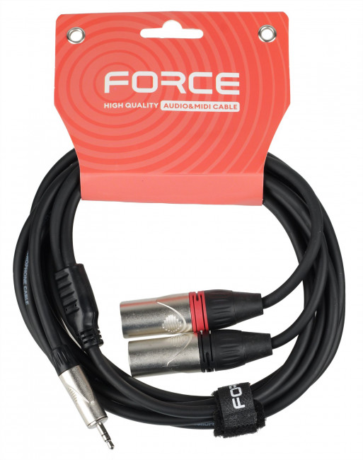 Кабель инсертный Force FLC-19/3 мини Jack стерео - 2 x XLR папа 3м