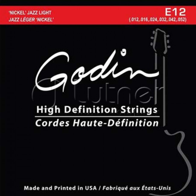Струны для электрогитары 12-52 Godin 033416 E-12 Jazz Light Струны для электрогитары 12-52 Godin 033416 E-12 Jazz Light