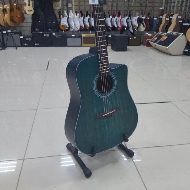 Акустическая гитара Flight D-155C MAH BL с вырезом цвет голубой