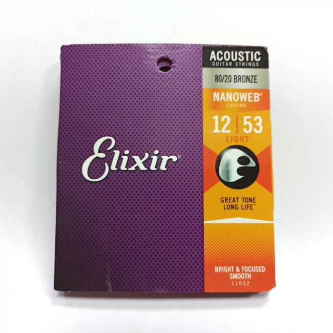 Струны для акустической гитары 12-53 Elixir 11052 NANOWEB Light Струны для акустической гитары 12-53 Elixir 11052 NANOWEB Light