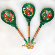 Ложка деревянная роспись "Зеленушка" столовая Хохлома LHL7201