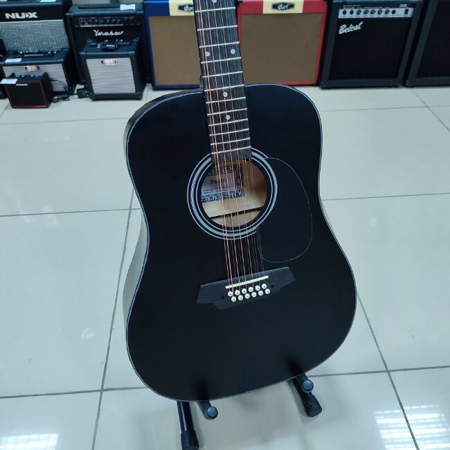 Акустическая 12-струнная гитара Fabio FB124120BK черная УЦЕНКА