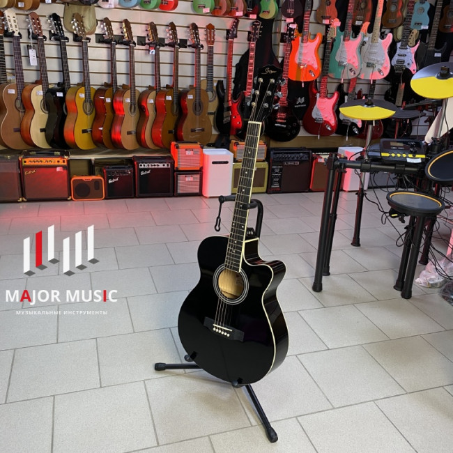 GA-H10-BK Акустическая гитара, с вырезом, черная, Smiger GA-H10-BK Акустическая гитара, с вырезом, черная, Smiger