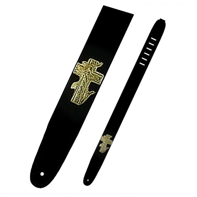 Гитарный ремень PERRI'S P25E-112 (Золотой крест) кожа Гитарный ремень PERRI'S P25E-112 (Золотой крест) кожа