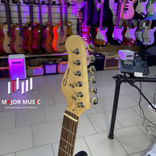 E200LF-BK Электрогитара леворукая, черная, Caraya