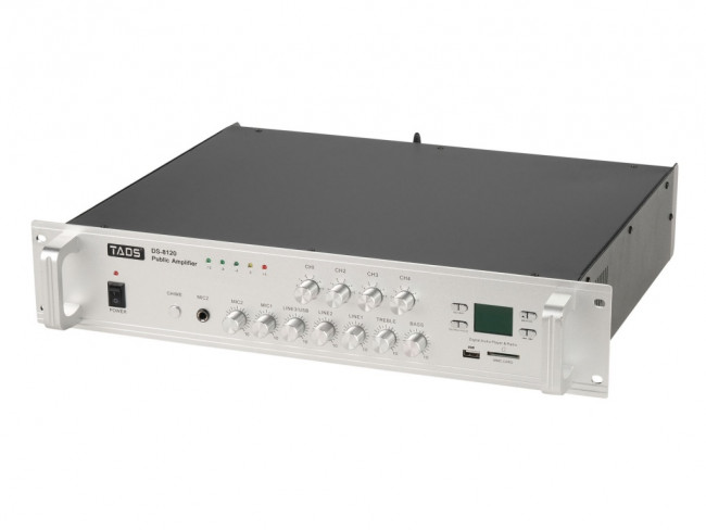 Трансляционный усилитель мощности TADS DS-8120 120Вт 4 зонный c регуляторами громкости, Bluetooth
