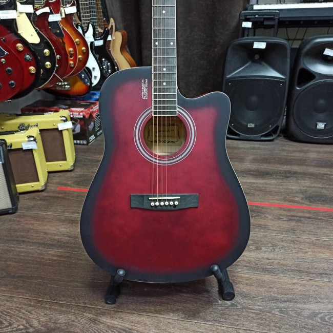 Акустическая гитара Elitaro E4120RDS с вырезом красная Акустическая гитара Elitaro E4120RDS с вырезом красная