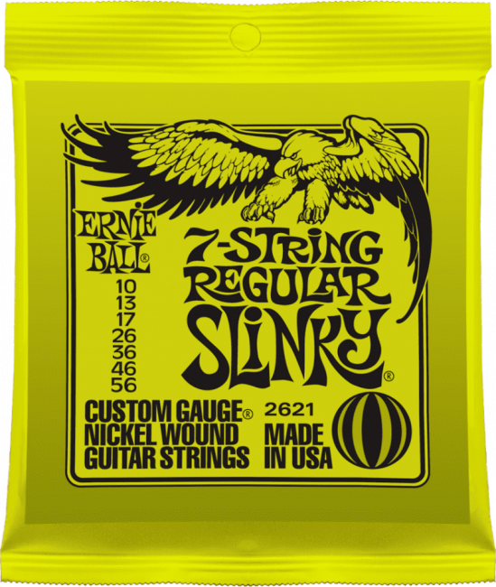 Струны для 7-струнной электрогитары 10-56 Ernie Ball 2621 Nickel Wound Power Sinky Струны для 7-струнной электрогитары 10-56 Ernie Ball 2621 Nickel Wound Power Sinky