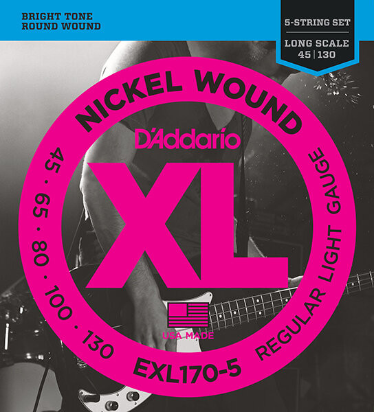 Струны для 5-струнной бас гитары 45-130 D'Addario EXL170-5 Soft Long Струны для 5-струнной бас гитары 45-130 D'Addario EXL170-5 Soft Long