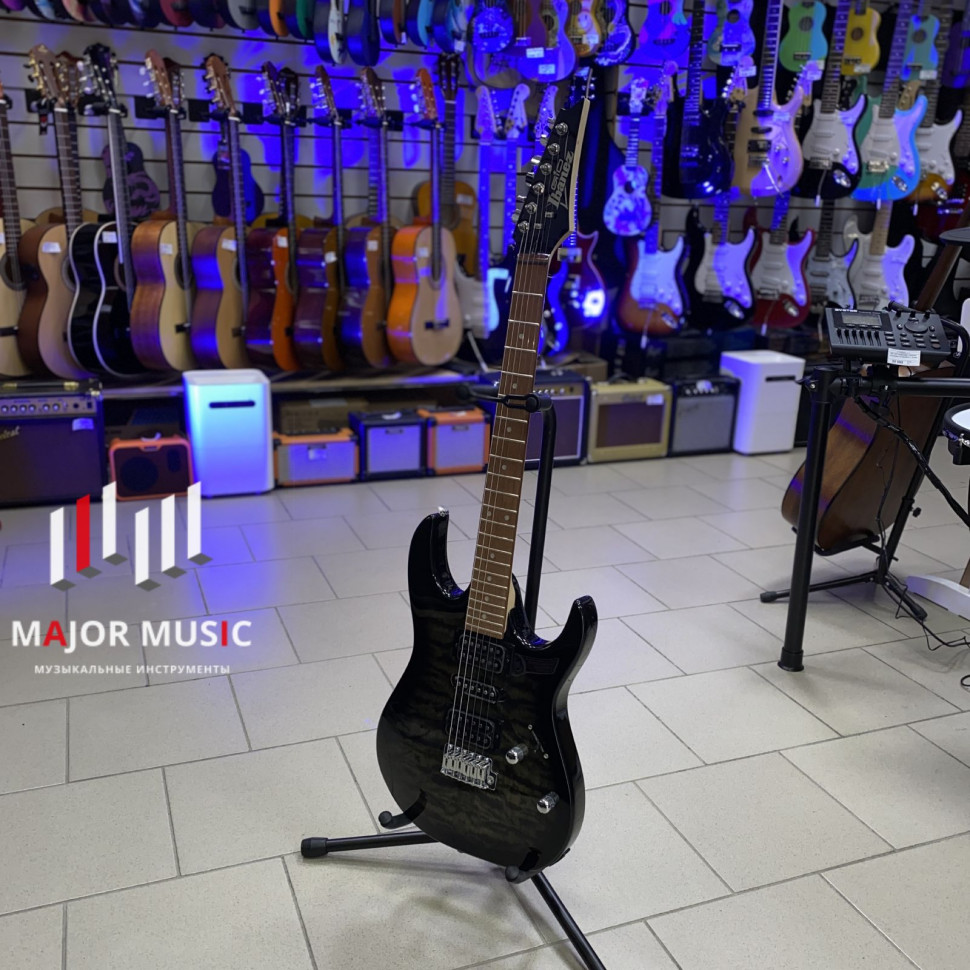 Купить Электрогитара IBANEZ GRX70QA-TKS цвет - серный структурированный ...