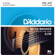 Струны для 12-струнной гитары 10-47 D`Addario EJ36 Струны для 12-струнной гитары 10-47 D`Addario EJ36