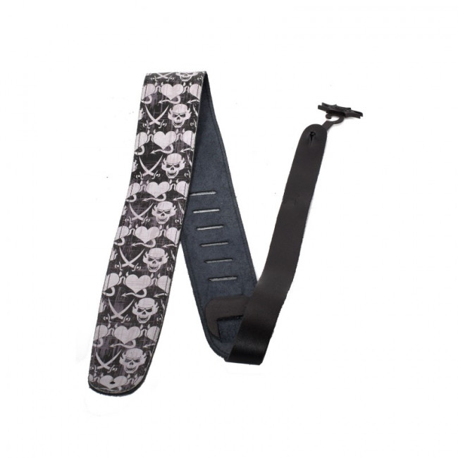 Гитарный ремень PERRI'S P25SS-1299 Сердца, сабли и череп кожа Гитарный ремень PERRI'S P25SS-1299 Сердца, сабли и череп кожа