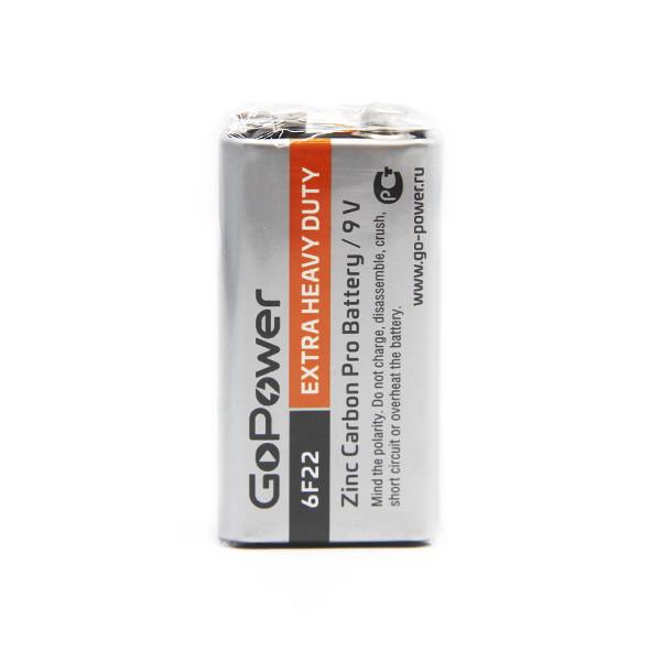 Элемент питания Крона GoPower 00-00015598 6F22 9В Элемент питания Крона GoPower 00-00015598 6F22 9В
