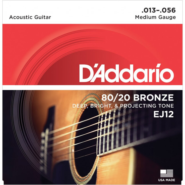 Струны для акустической гитары 13-56 D`Addario EJ12 Medium Струны для акустической гитары 13-56 D`Addario EJ12 Medium