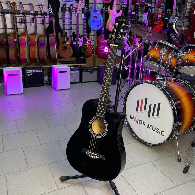 Акустическая гитара Fante FT-D38-BK черная с вырезом Акустическая гитара Fante FT-D38-BK черная с вырезом