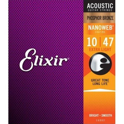 Струны для акустической гитары 10-47 Elixir 11002 NANOWEB Extra Light Струны для акустической гитары 10-47 Elixir 11002 NANOWEB Extra Light