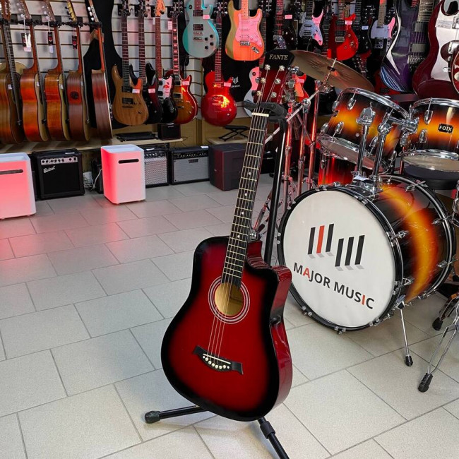 Акустическая гитара Fante FT-D38-RDS красная с вырезом Акустическая гитара Fante FT-D38-RDS красная с вырезом