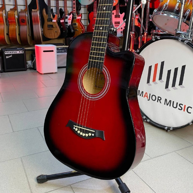 Акустическая гитара Fante FT-D38-RDS красная с вырезом Акустическая гитара Fante FT-D38-RDS красная с вырезом