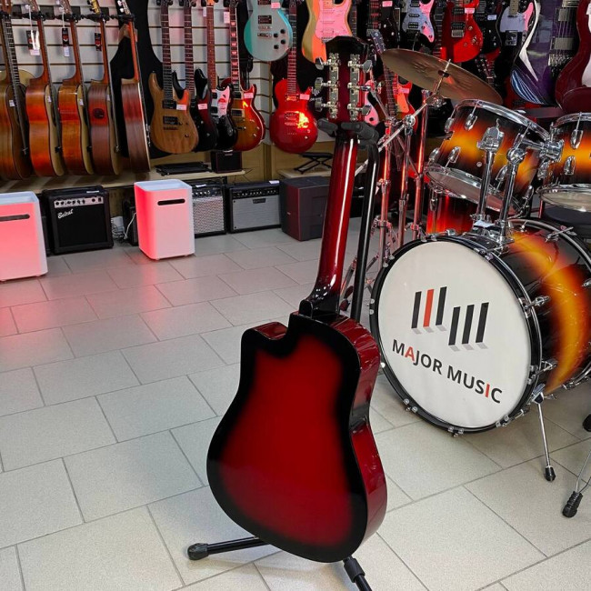 Акустическая гитара Fante FT-D38-RDS красная с вырезом Акустическая гитара Fante FT-D38-RDS красная с вырезом