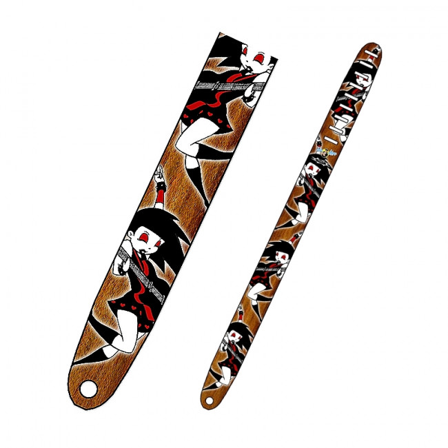 Гитарный ремень PERRI'S P25TJ-660 Tattoo Johnny - Девочка с гитарой кожа Гитарный ремень PERRI'S P25TJ-660 Tattoo Johnny - Девочка с гитарой кожа