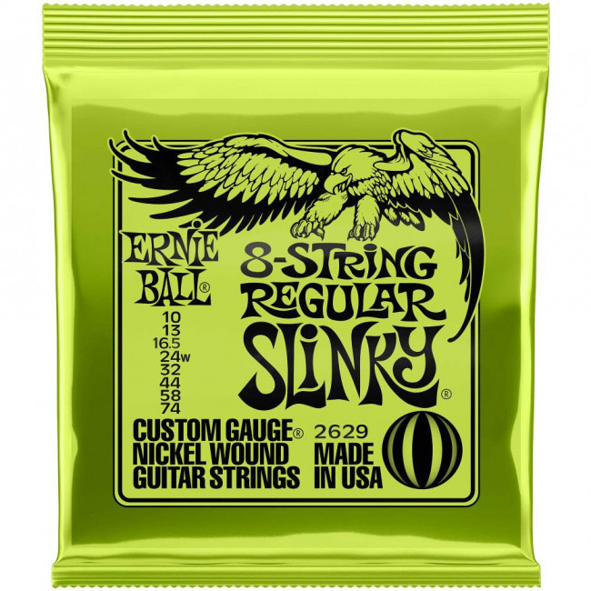 Струны для 8-струнной электрогитары 10-74 Ernie Ball 2629 NICKEL WOUND SLINKY REGULAR Струны для 8-струнной электрогитары 10-74 Ernie Ball 2629 NICKEL WOUND SLINKY REGULAR