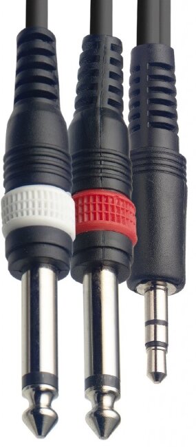 Кабель инсертный Force FLC-38/1 mini Jack 3.5мм-2 x Jack 6.35мм 1м